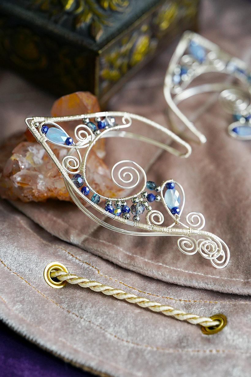 Lórien Ear Cuffs - Silver/Blue