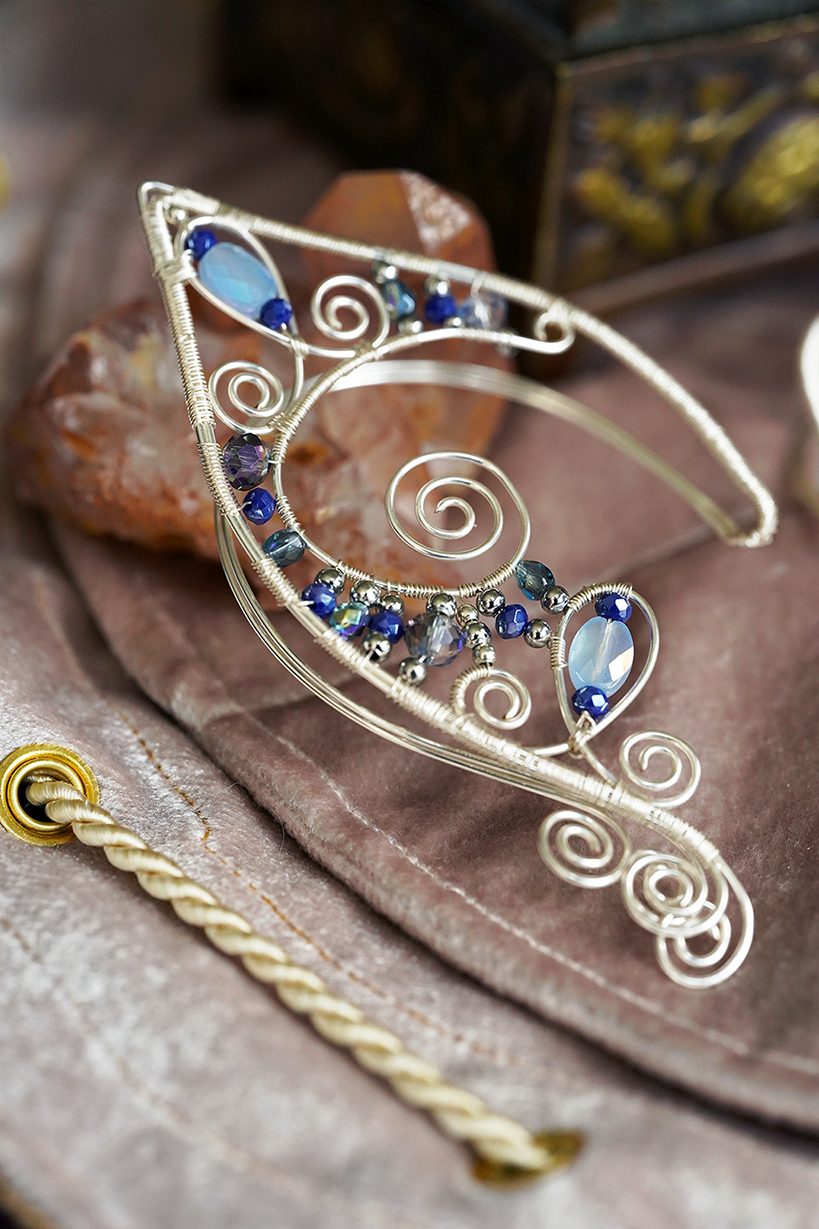Lórien Ear Cuffs - Silver/Blue