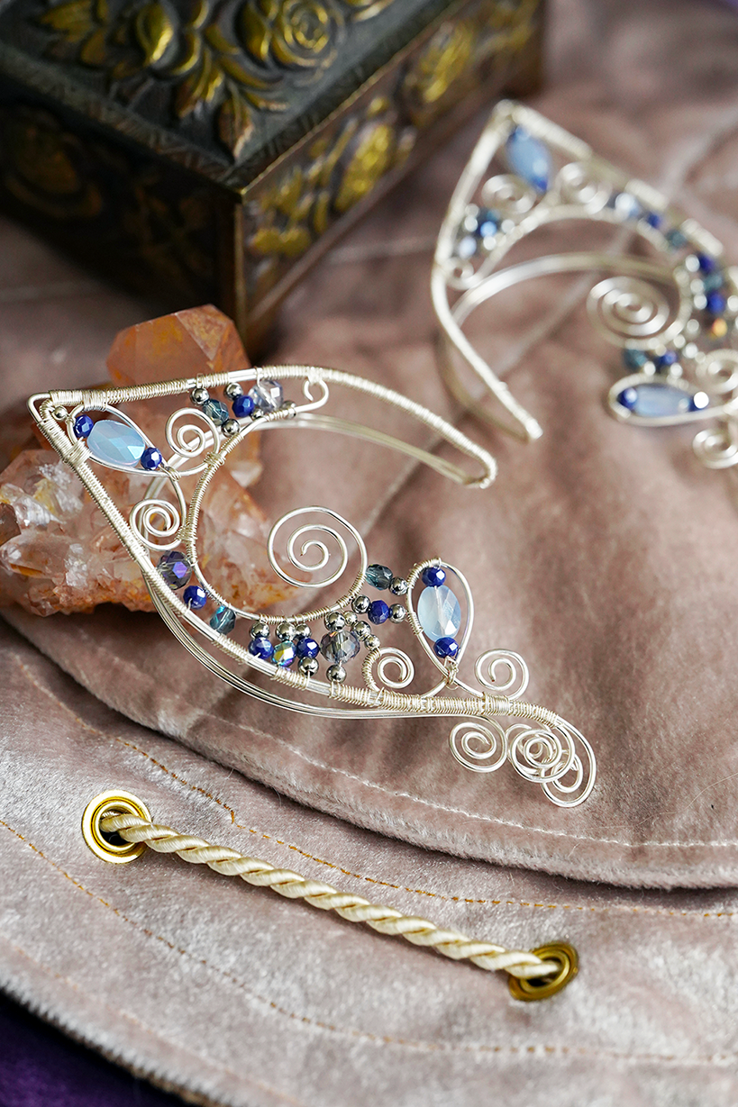 Lórien Ear Cuffs - Silver/Blue