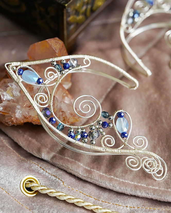 Lórien Ear Cuffs - Silver/Blue