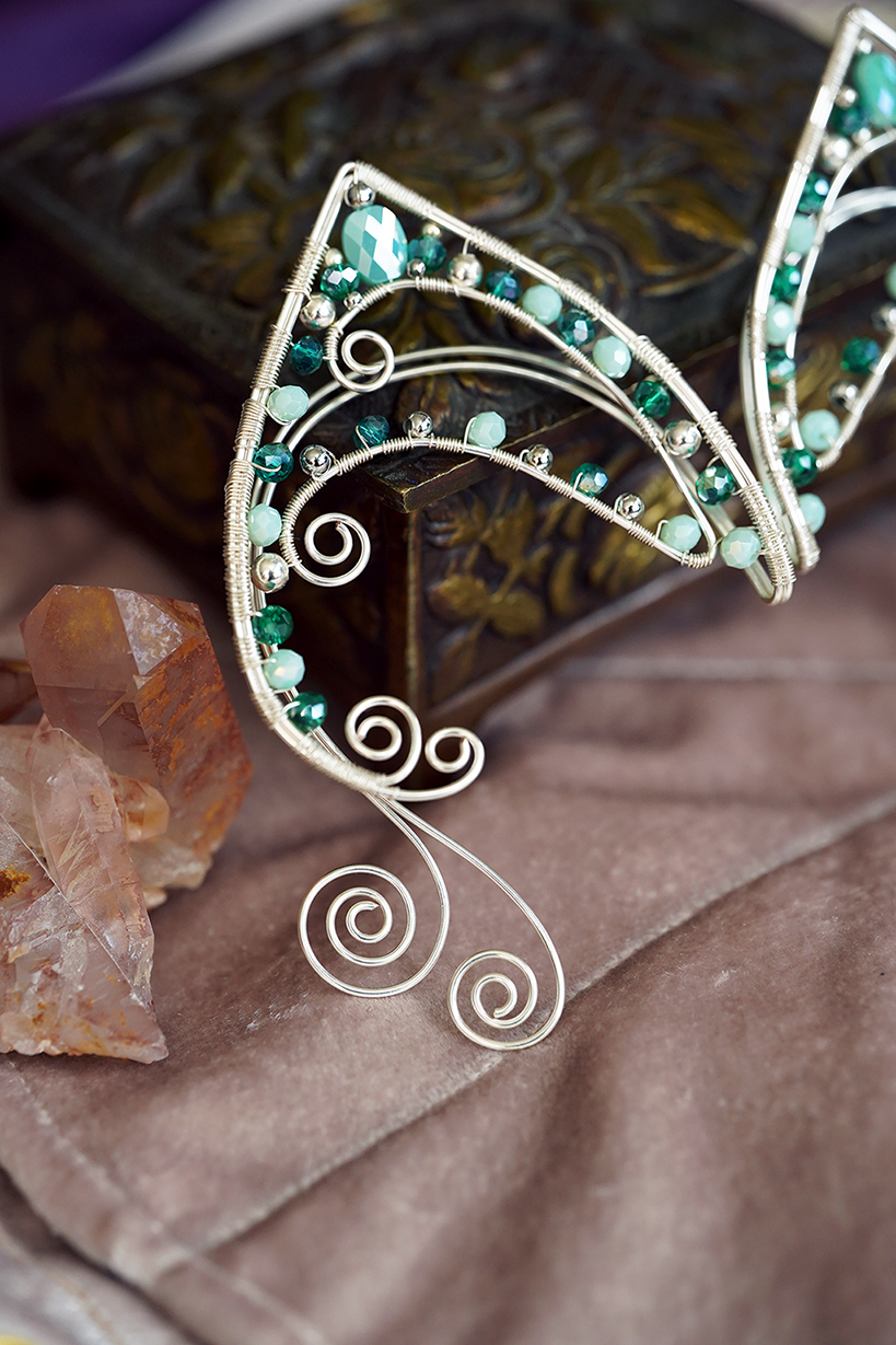 Elanora Ear Cuffs - Silver/Turquoise