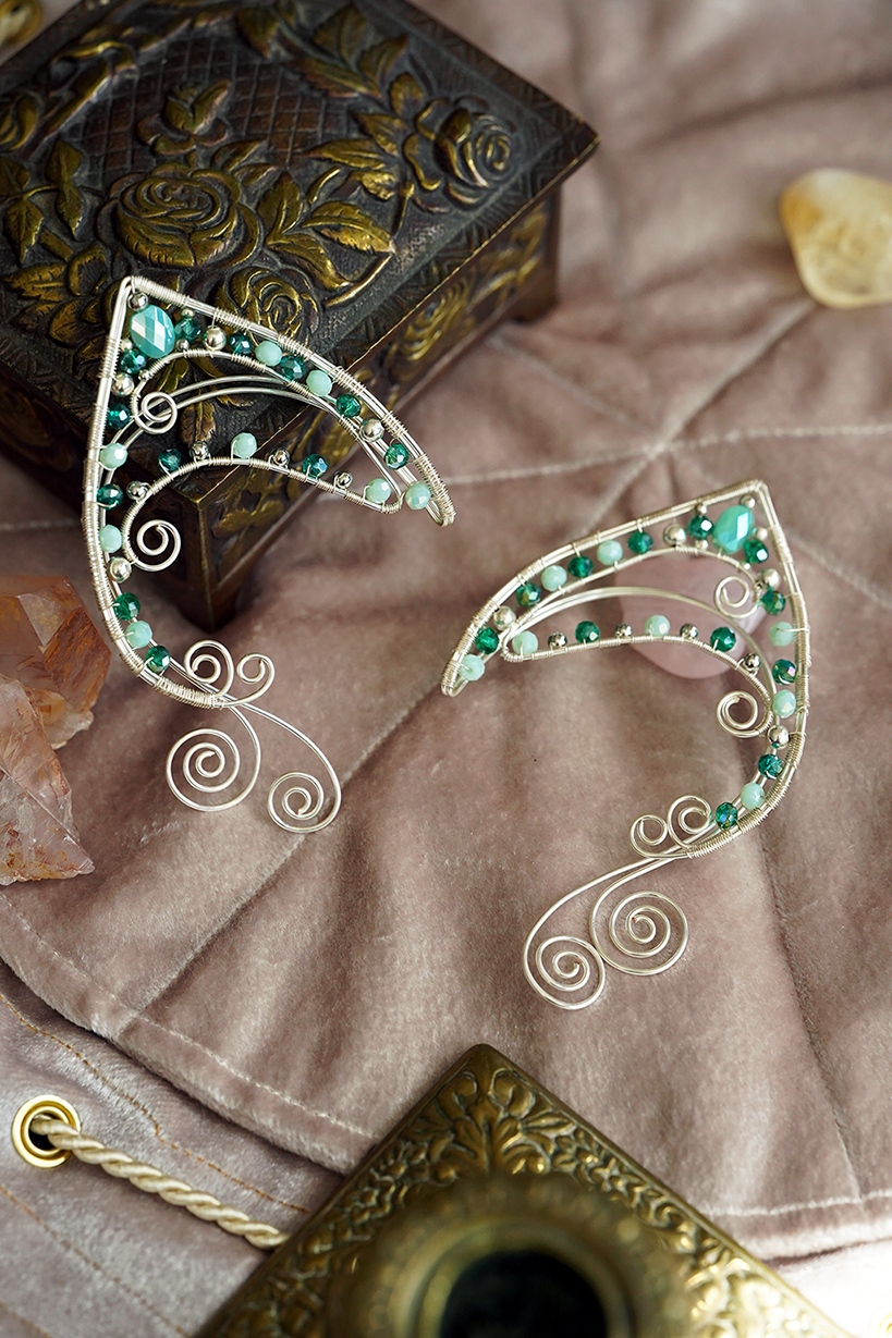 Elanora Ear Cuffs - Silver/Turquoise