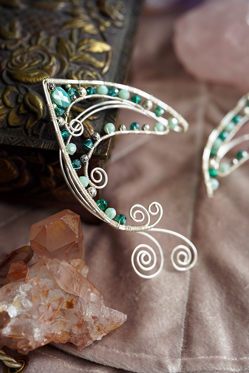 Elanora Ear Cuffs - Silver/Turquoise