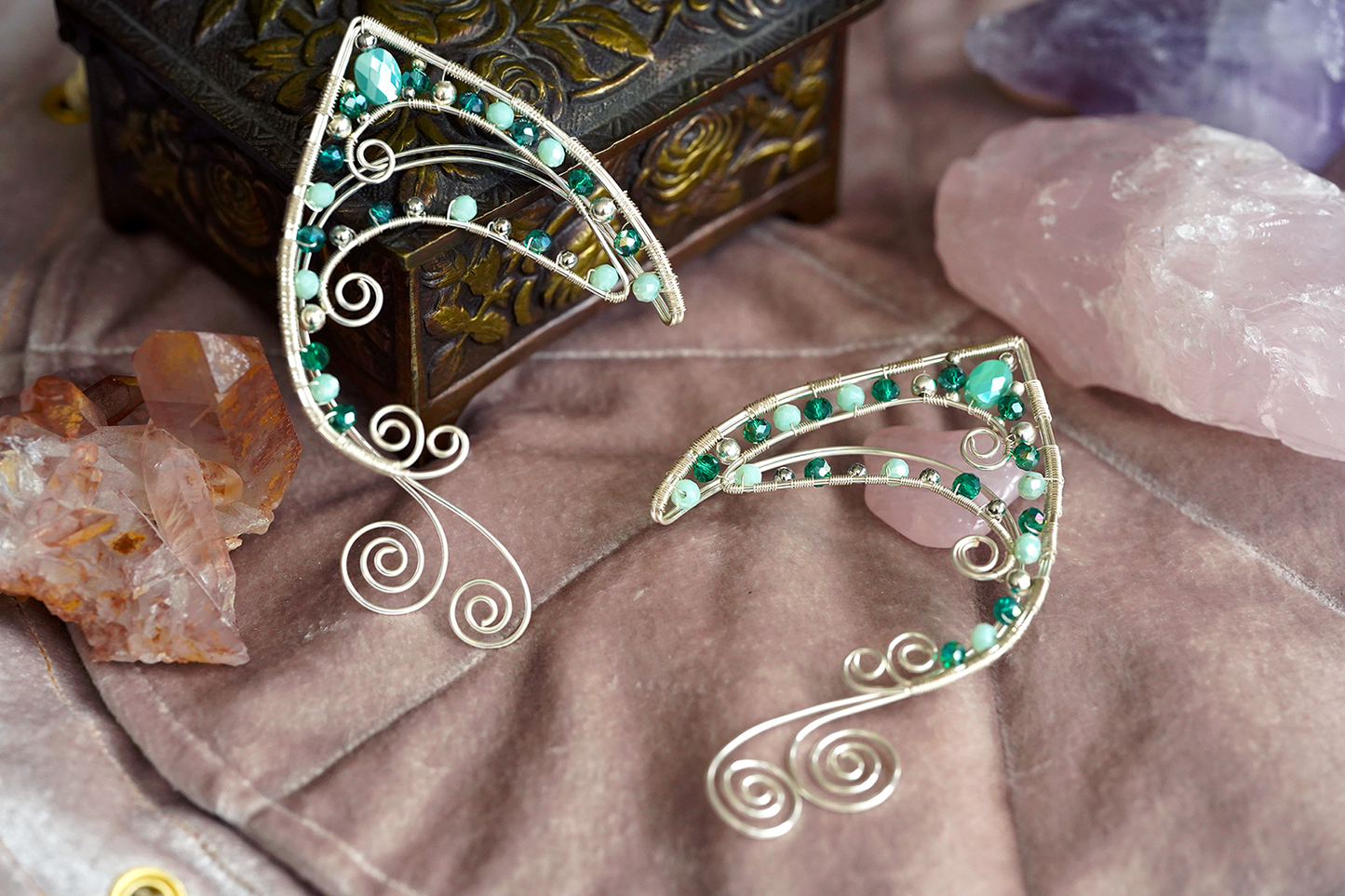 Elanora Ear Cuffs - Silver/Turquoise