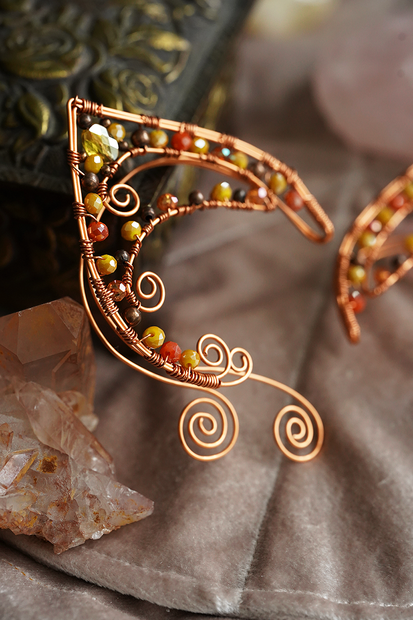 Elanora Ear Cuffs - Copper/Yellow