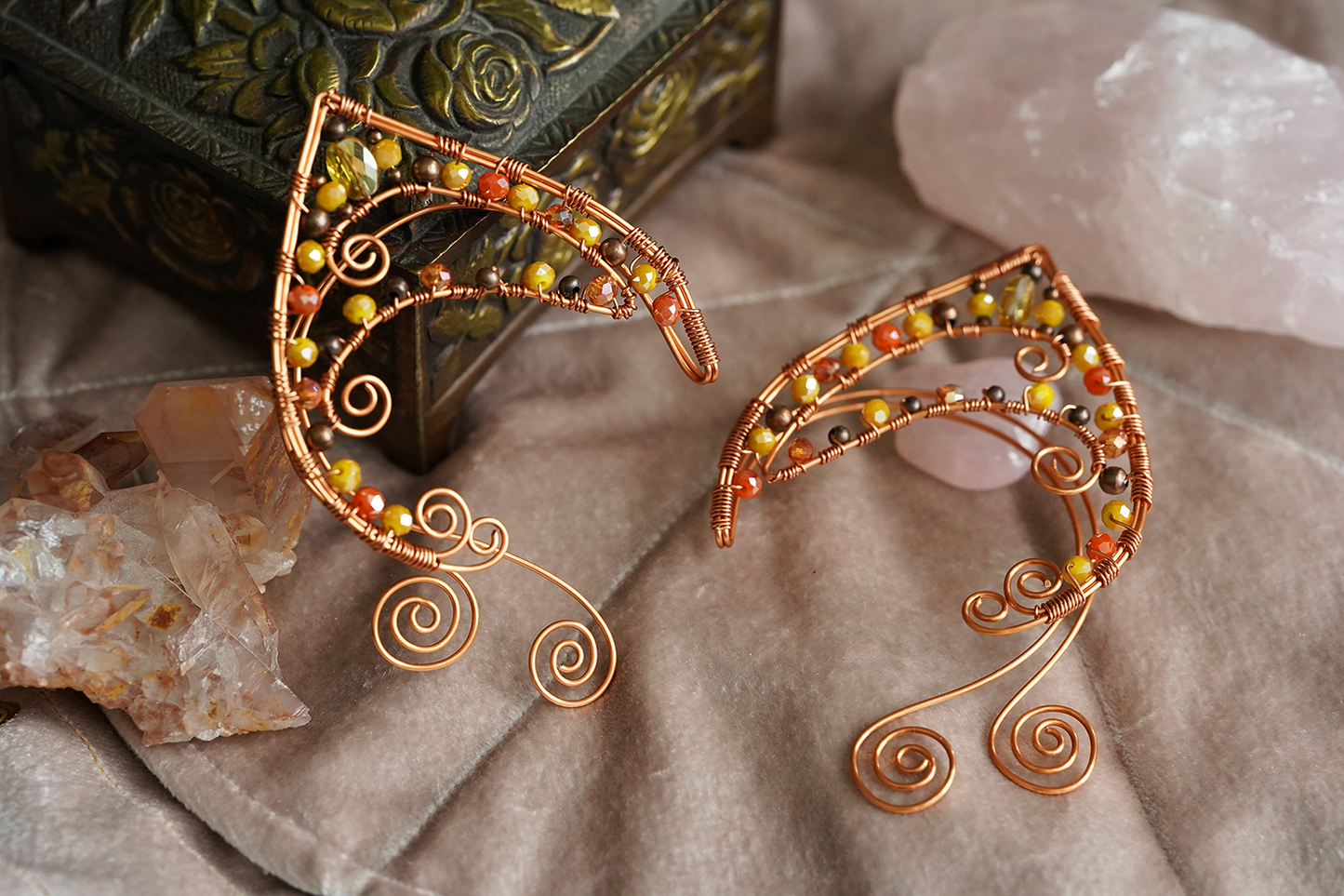 Elanora Ear Cuffs - Copper/Yellow