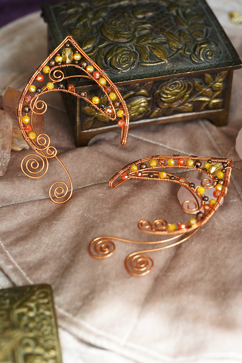 Elanora Ear Cuffs - Copper/Yellow