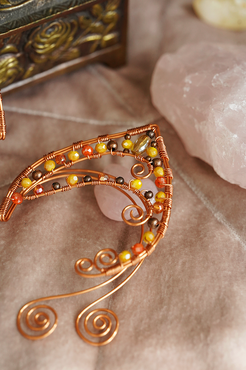 Elanora Ear Cuffs - Copper/Yellow