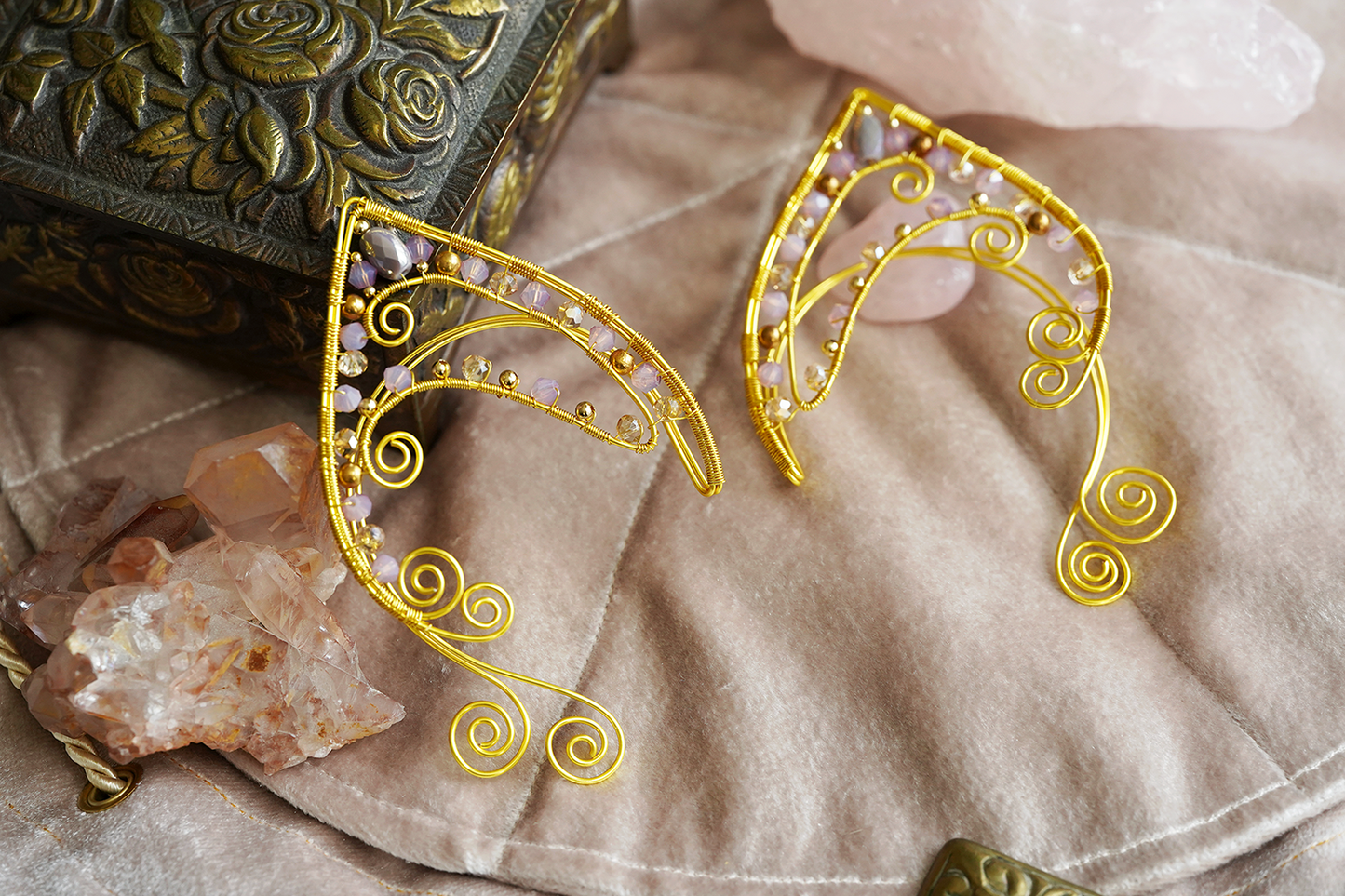 Elanora Ear Cuffs - Gold/Lilac