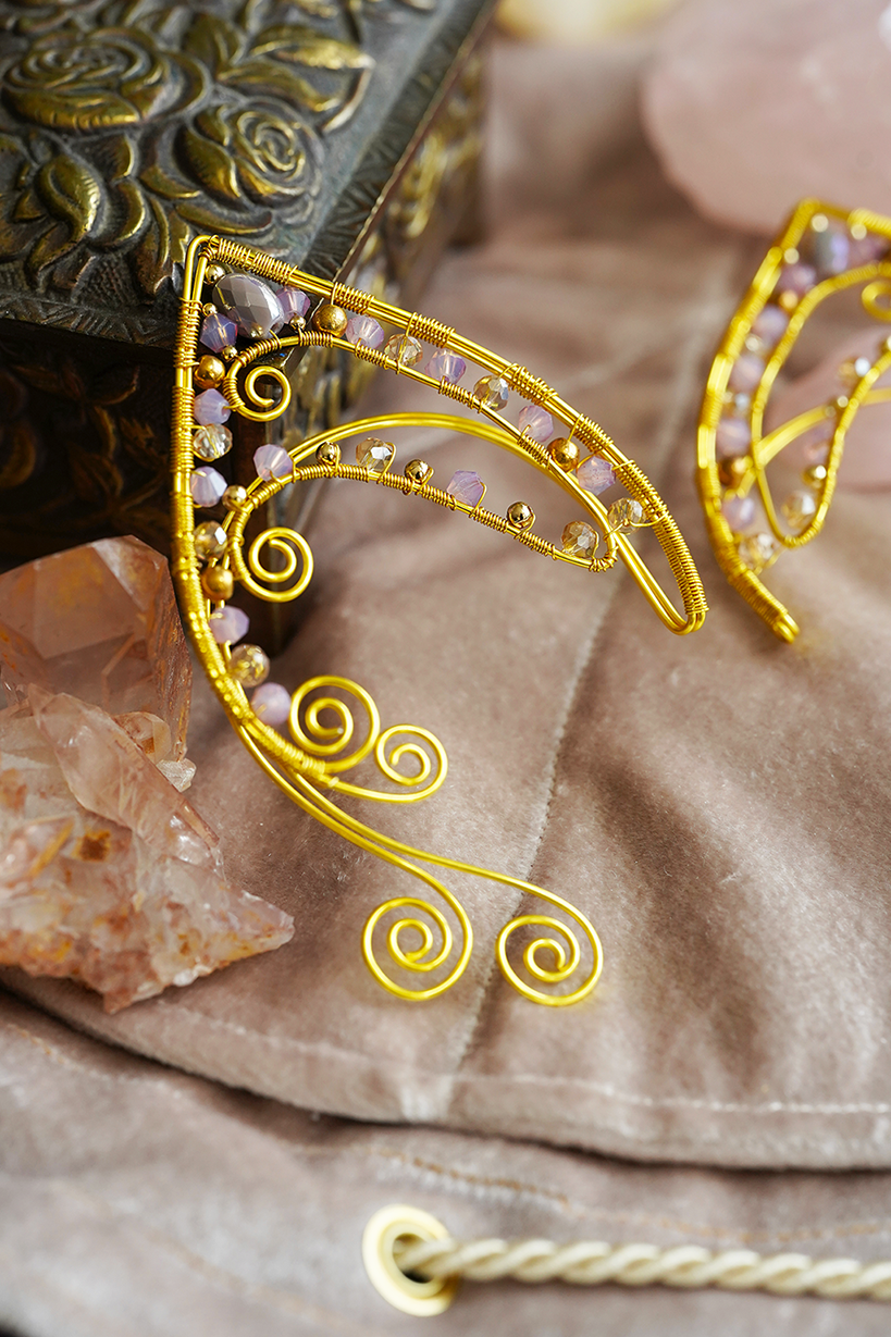 Elanora Ear Cuffs - Gold/Lilac