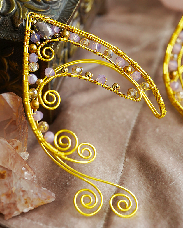 Elanora Ear Cuffs - Gold/Lilac