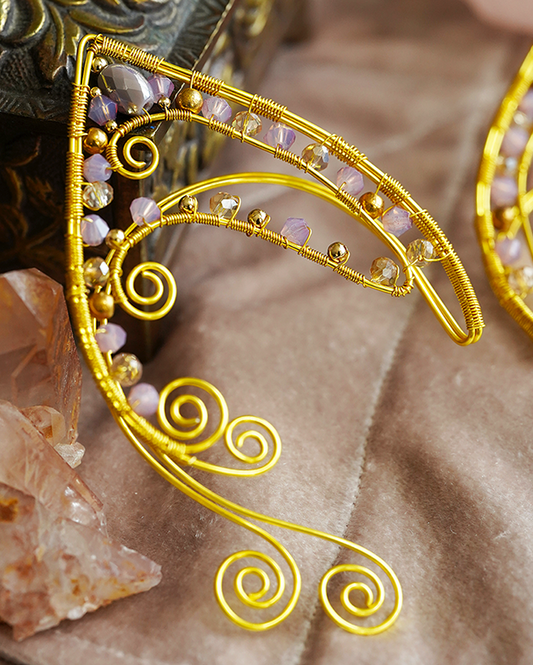 Elanora Ear Cuffs - Gold/Lilac