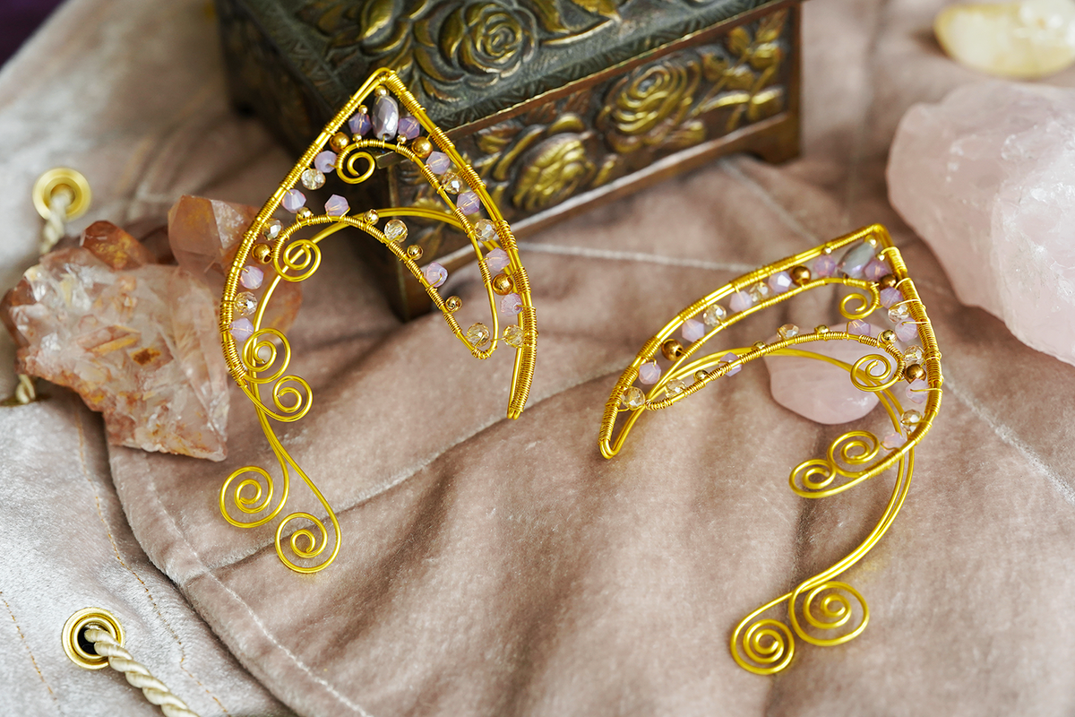 Elanora Ear Cuffs - Gold/Lilac