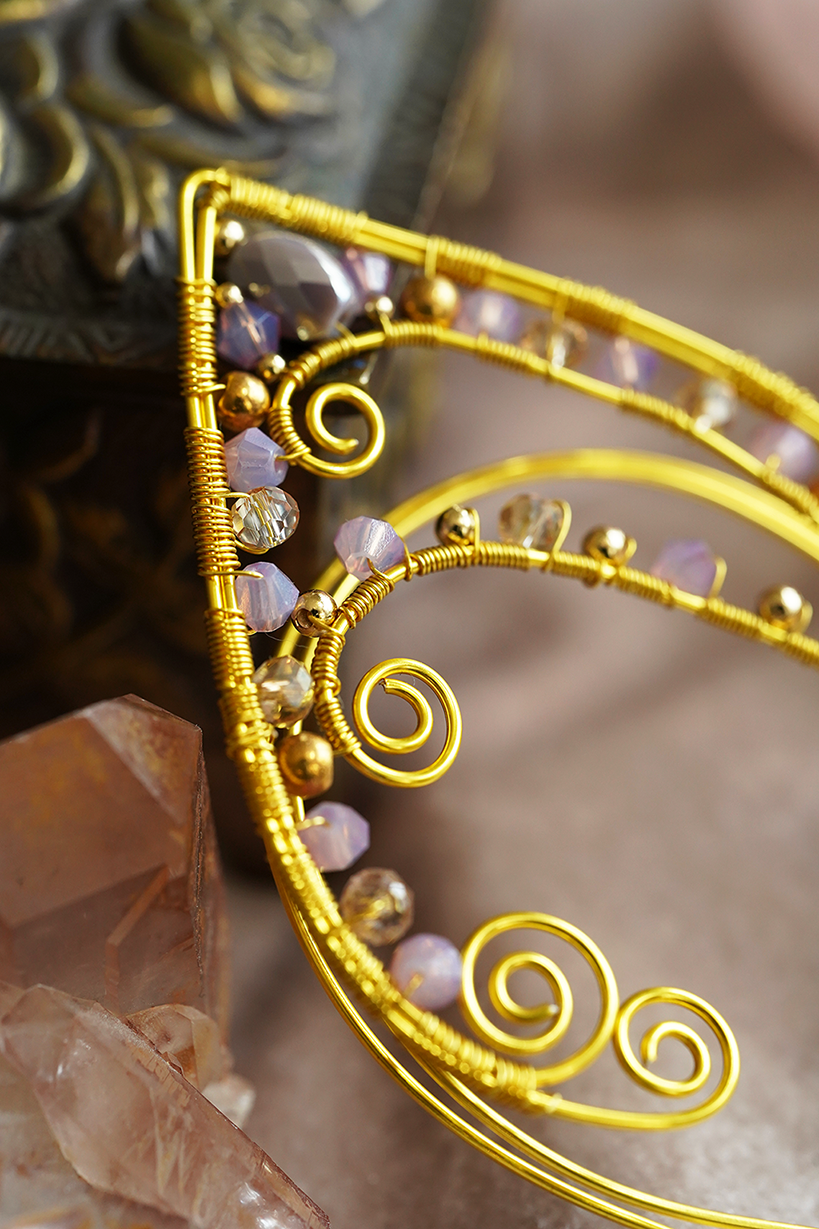 Elanora Ear Cuffs - Gold/Lilac