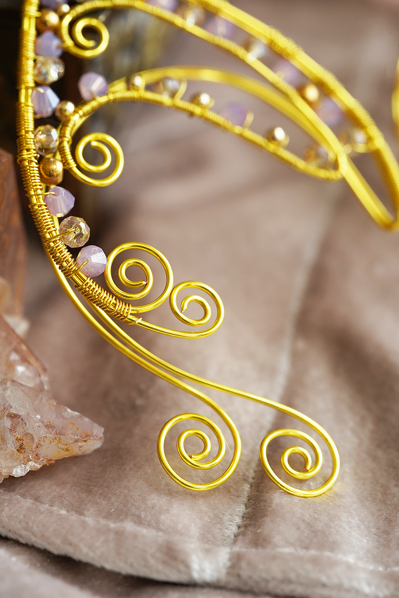 Elanora Ear Cuffs - Gold/Lilac