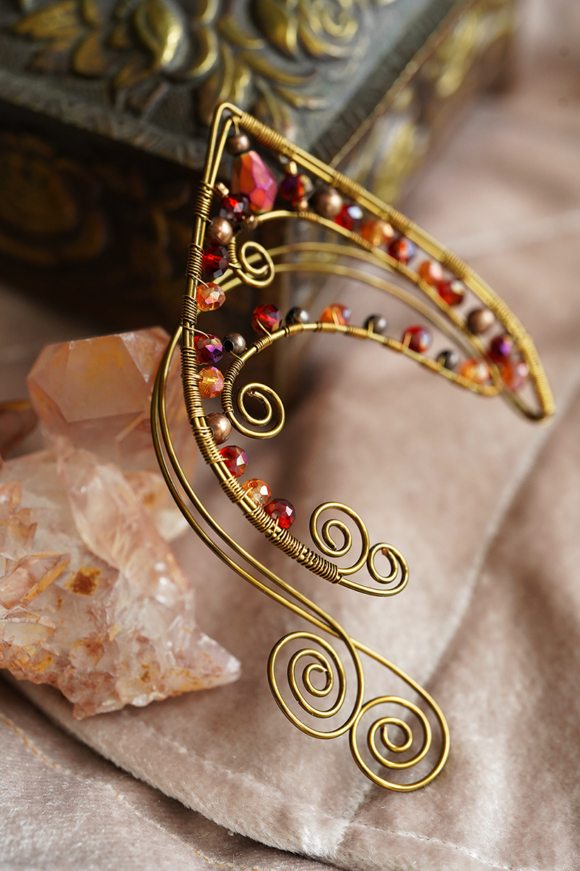 Elanora Ear Cuffs - Bronze/Red