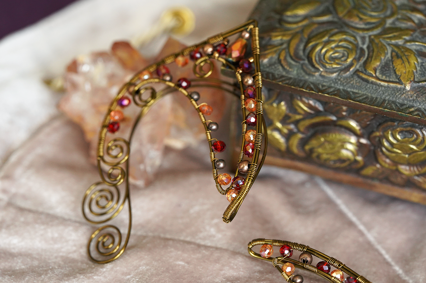Elanora Ear Cuffs - Bronze/Red