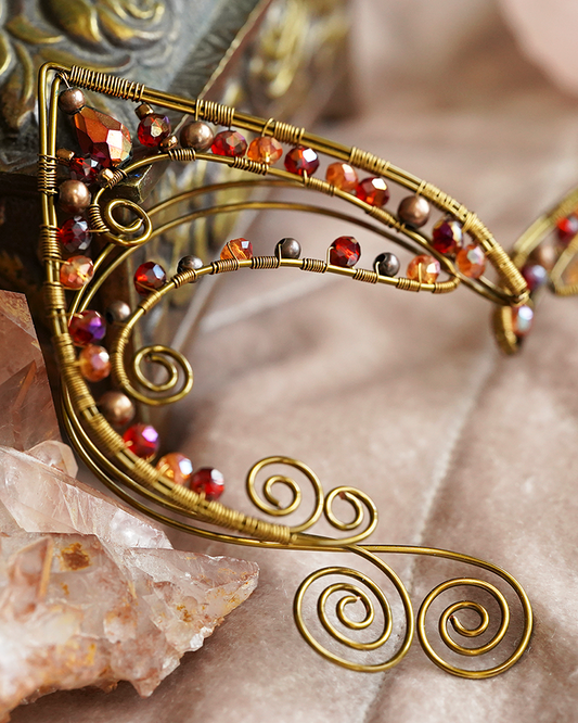 Elanora Ear Cuffs - Bronze/Red