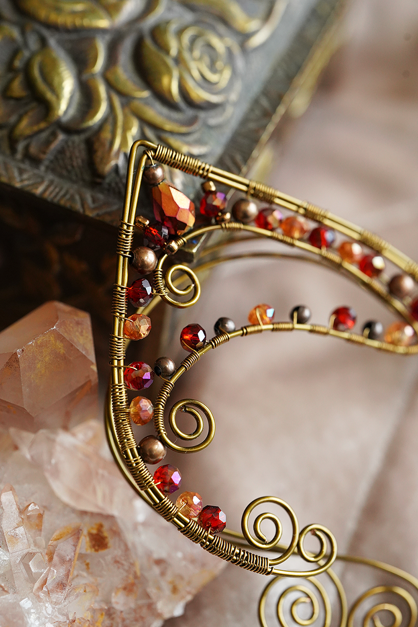 Elanora Ear Cuffs - Bronze/Red