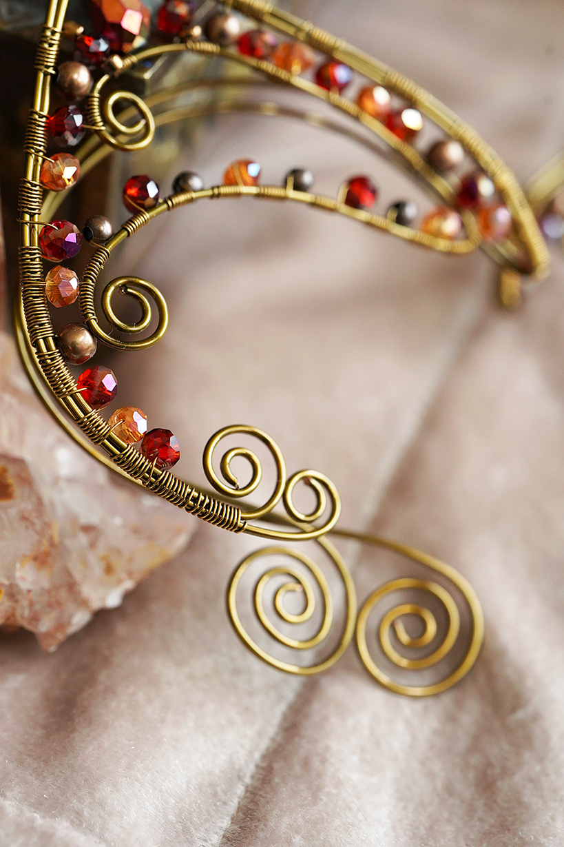 Elanora Ear Cuffs - Bronze/Red