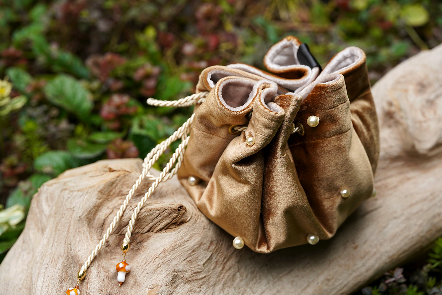 Toadstool Trinket Bag - Caramel