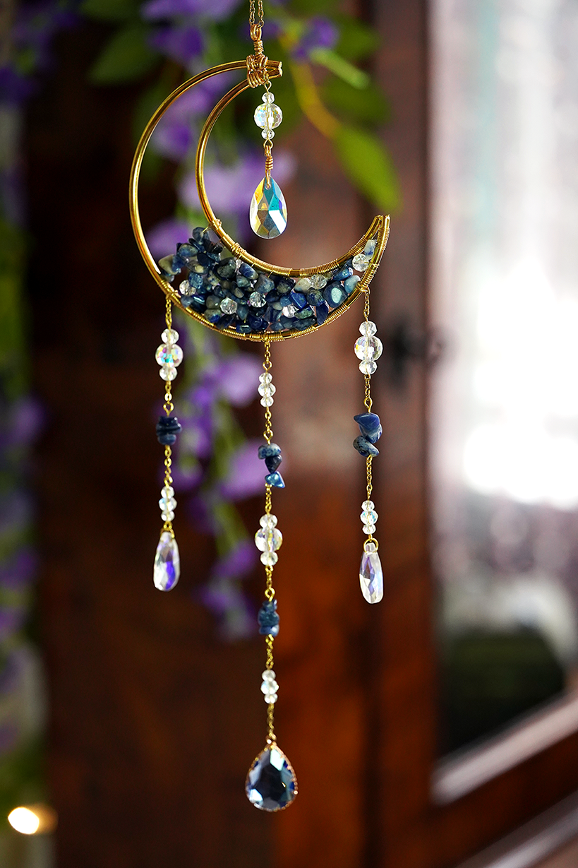 Crystal Crescent Suncatcher - Lapis Lazuli