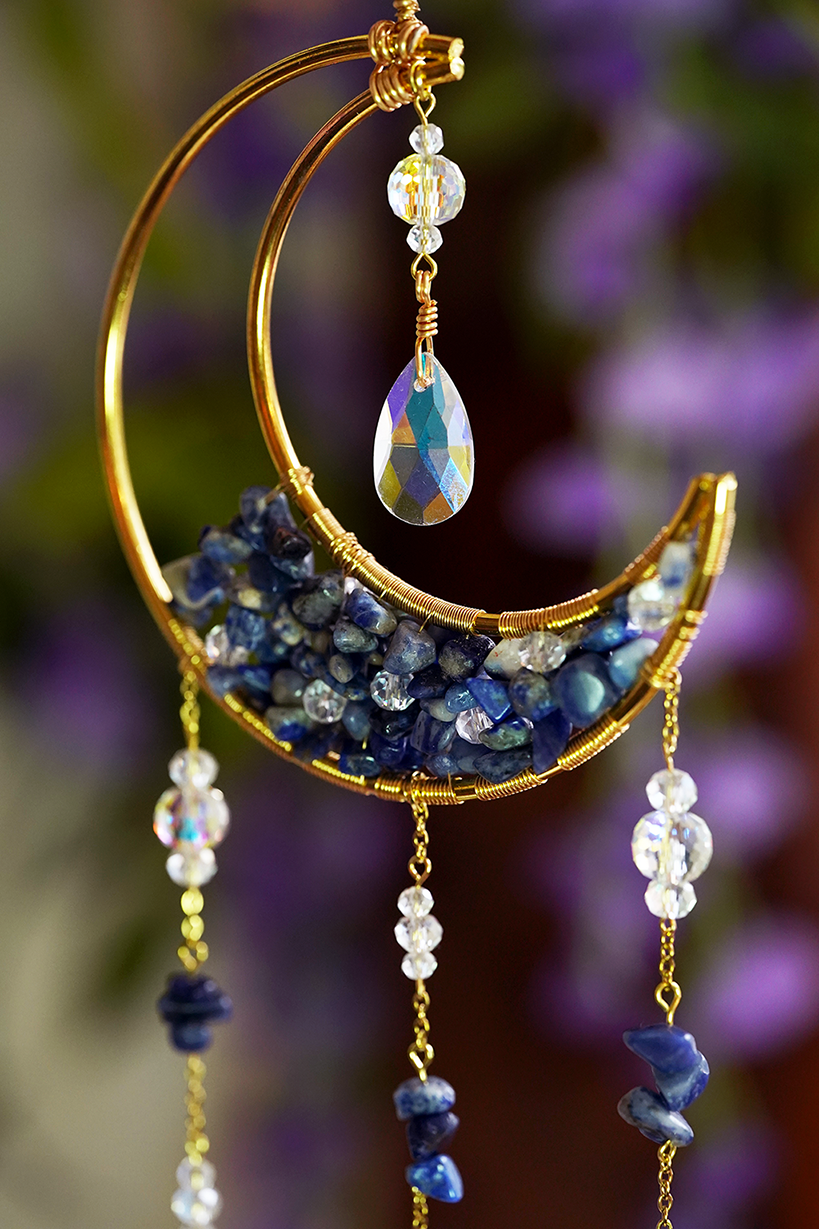 Crystal Crescent Suncatcher - Lapis Lazuli