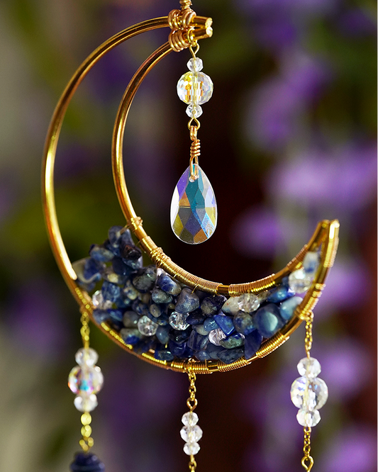 Crystal Crescent Suncatcher - Lapis Lazuli