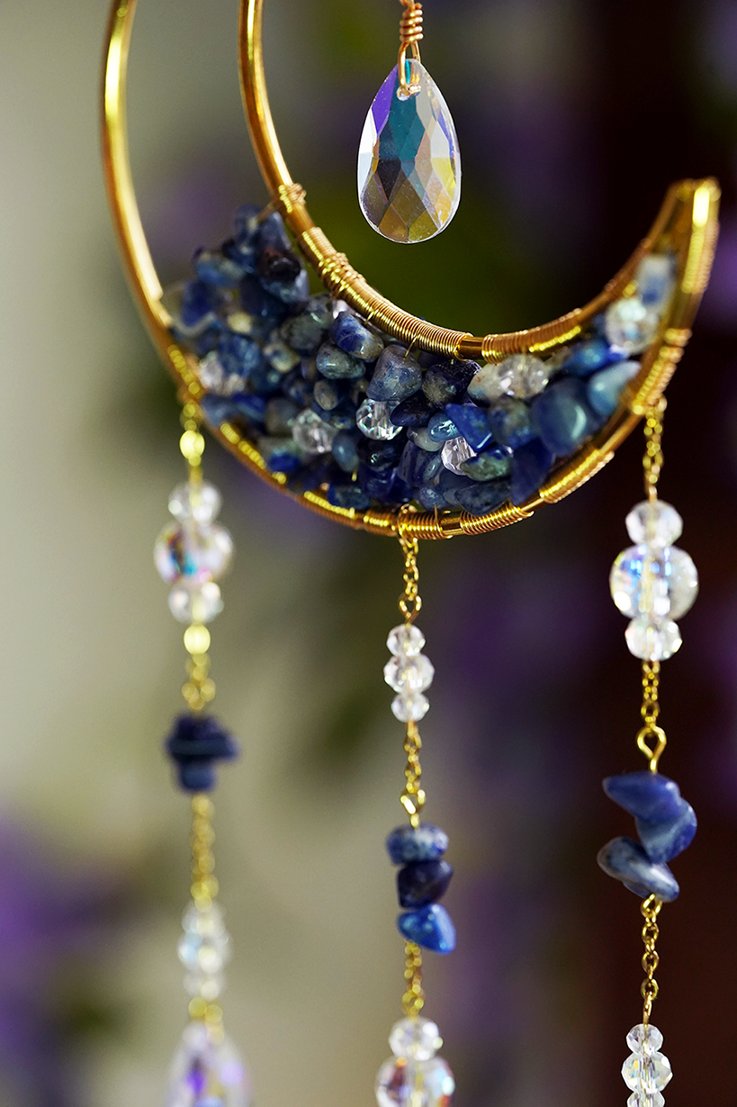 Crystal Crescent Suncatcher - Lapis Lazuli