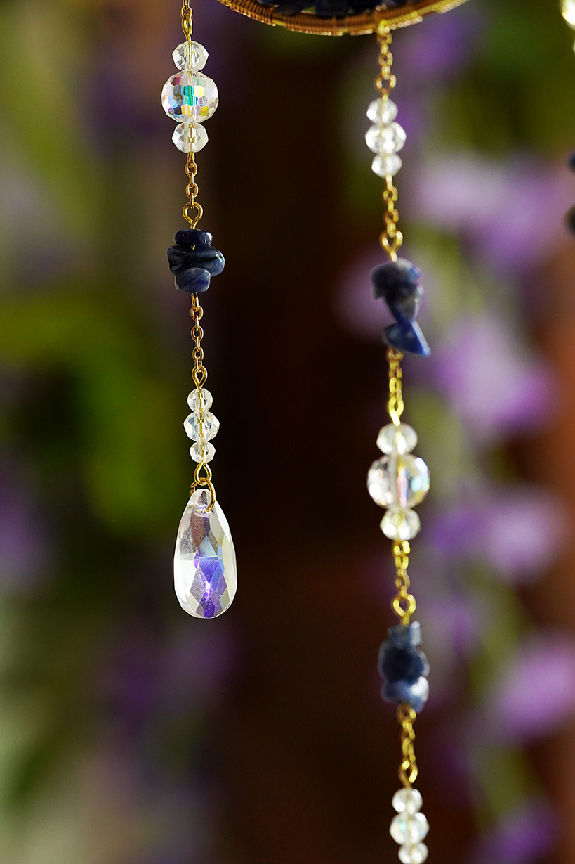 Crystal Crescent Suncatcher - Lapis Lazuli