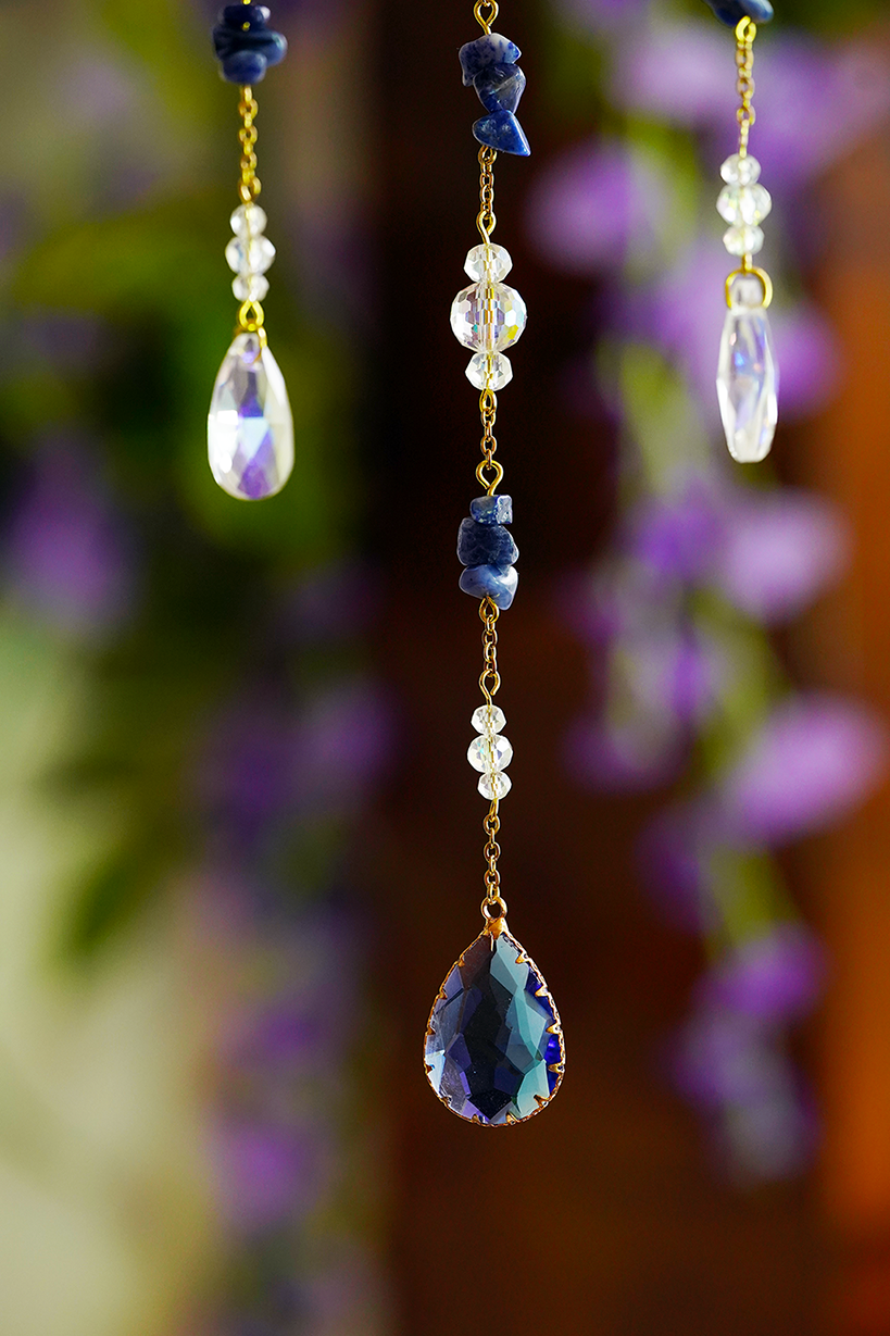 Crystal Crescent Suncatcher - Lapis Lazuli