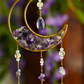 Crystal Crescent Suncatcher - Amethyst & Fluorite