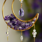 Crystal Crescent Suncatcher - Amethyst & Fluorite