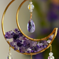 Crystal Crescent Suncatcher - Amethyst & Fluorite